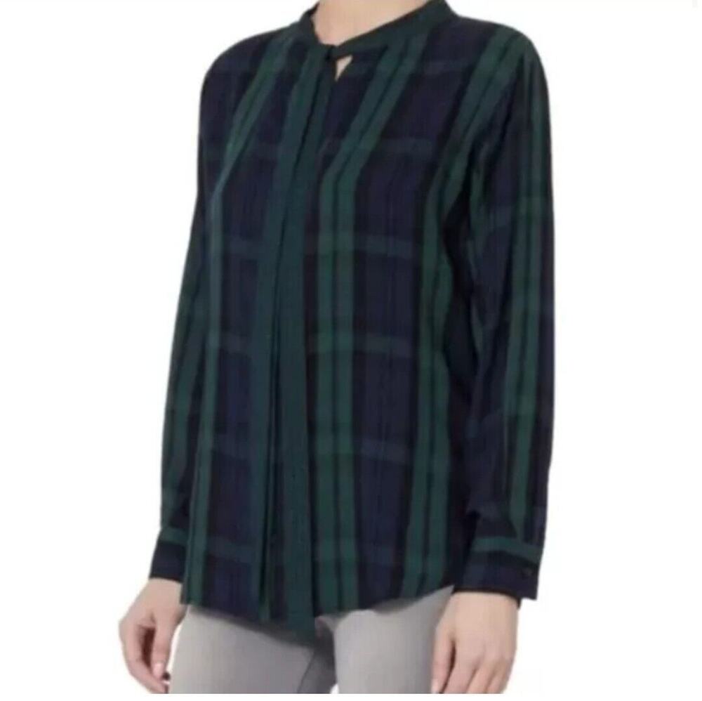 RAILS Corinne Navy Blue & Green Plaid Tie Shirt Size XS Pre-owned